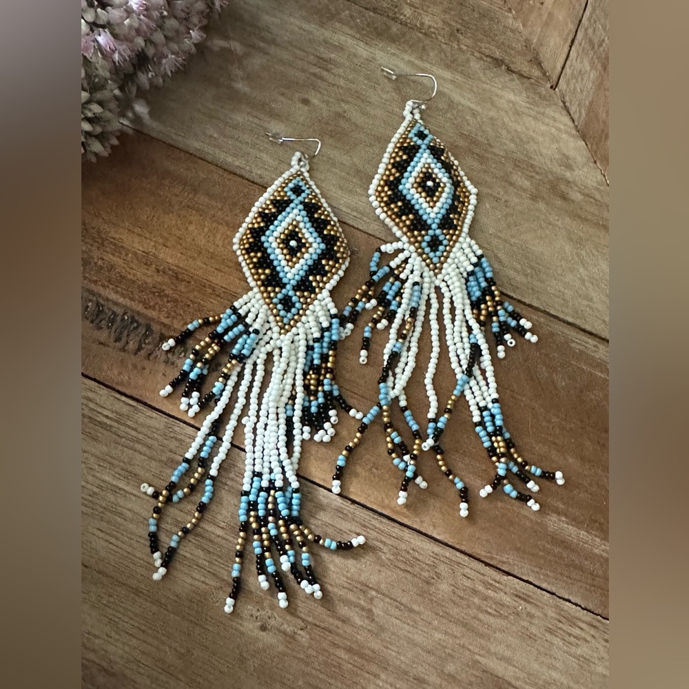 Aztec Seeded Beaded Earrings